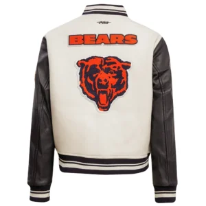 Chicago Bears Retro Classic White and Black Varsity Jacket 1