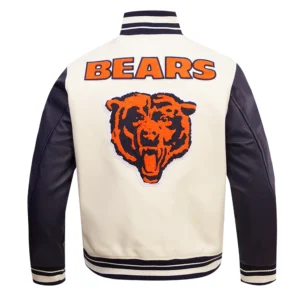 Chicago Bears Retro Classic Wool White Varsity Jacket 1