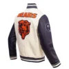 Chicago Bears Retro Classic Wool White Varsity Jacket 3
