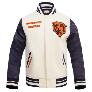 Chicago Bears Retro Classic Wool White Varsity Jacket