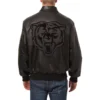 Chicago Bears Shirt Collar Leather Black Jacket 1