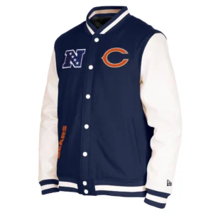 Chicago Bears Third Down Navy Blue and White Varsity Jacket