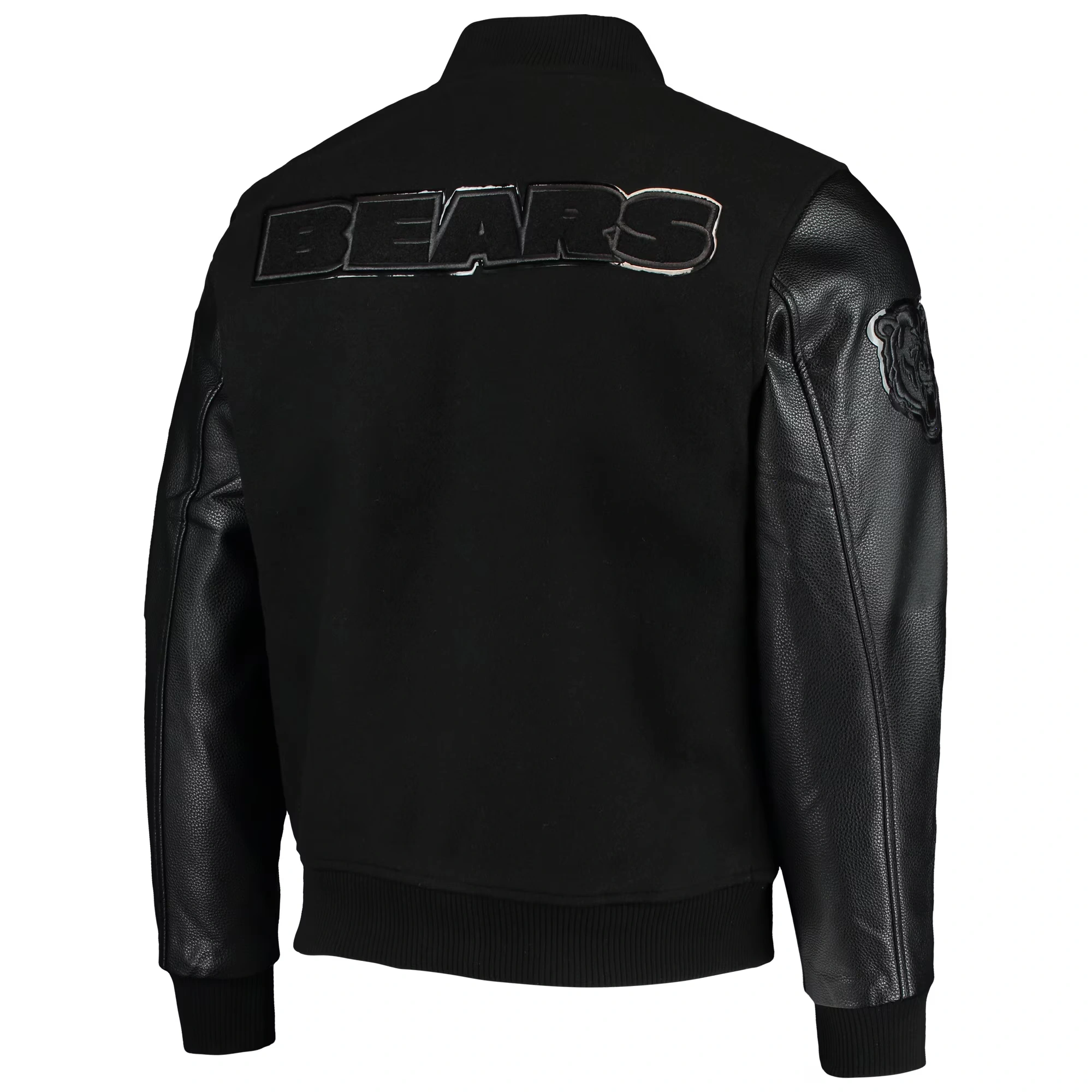 Chicago Bears Triple Black Wool Varsity Jacket 1