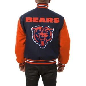 Chicago Bears Two Tone Black and Red Varsity Jacket 1