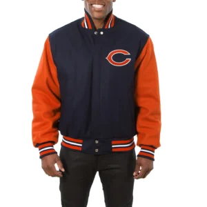 Chicago Bears Two Tone Black and Red Varsity Jacket