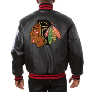 Chicago Blackhawks Black Varsity Jacket 1