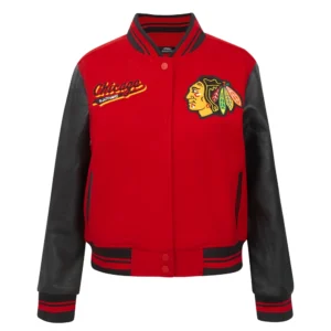 Chicago Blackhawks Black Wool Varsity Jacket