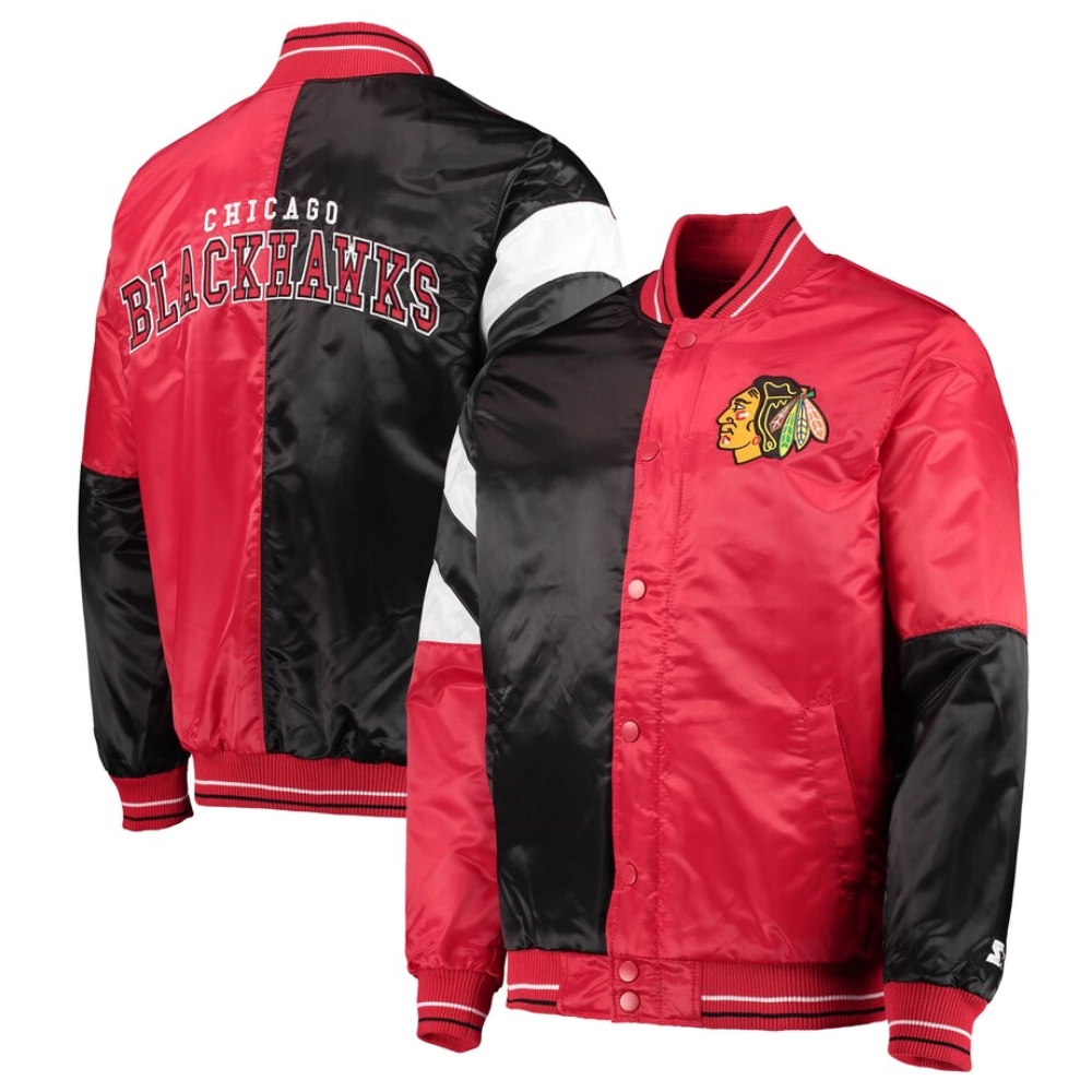 Chicago Blackhawks Leader Varsity Jacket Black 2