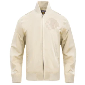 Chicago Blackhawks Neutral Twill Varsity Jacket