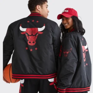 Chicago Bulls Bomber Couple Varsity Black Jacket 1