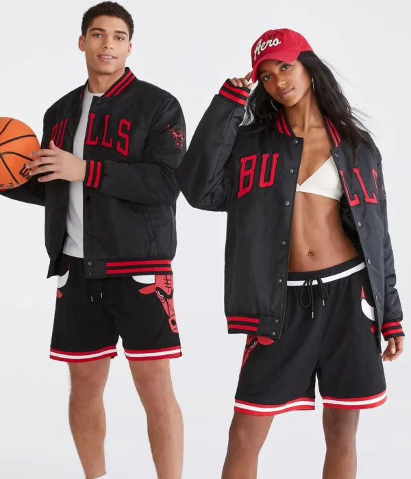 Chicago Bulls Bomber Couple Varsity Black Jacket 3