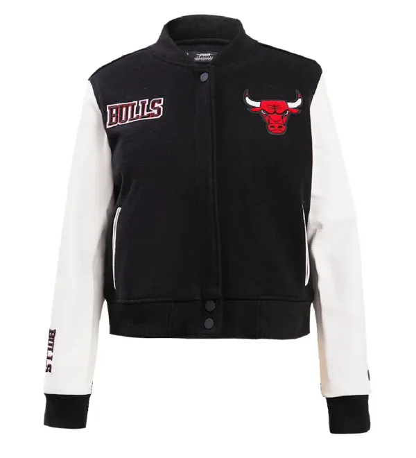 Chicago Bulls Classic Rib Wool Varsity Jacket Black