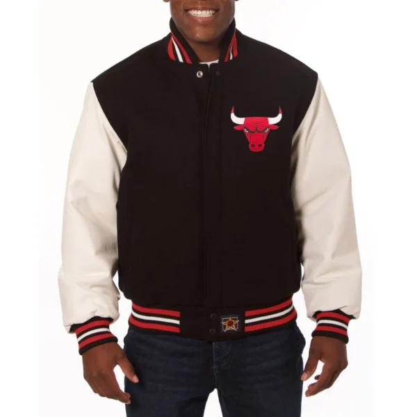 Chicago Bulls Domestic Two Tone Wool Jacket Black