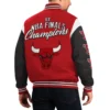 Chicago Bulls Franchise Red and Black Varsity Jacket 1