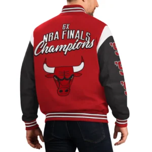 Chicago Bulls Franchise Red and Black Varsity Jacket 1