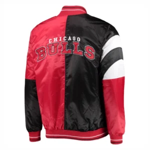 Chicago Bulls Leader Black and Red Varsity Jacket 1