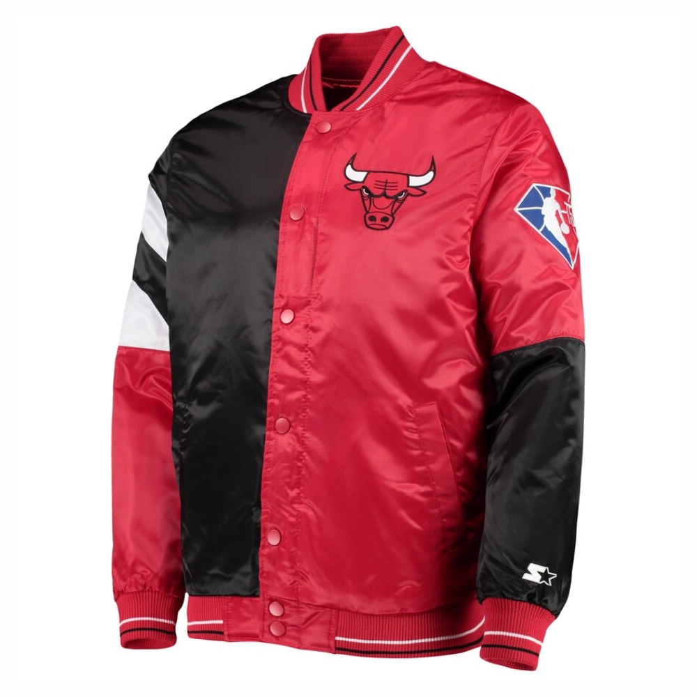 Chicago Bulls Leader Black and Red Varsity Jacket