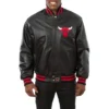 Chicago Bulls Leather Varsity Jacket Black