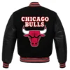 Chicago Bulls Letterman Wool and Leather Black Varsity Jacket 1