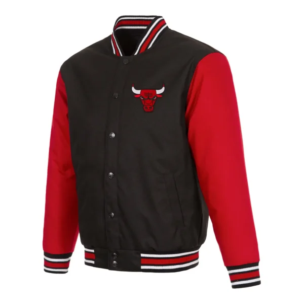 Chicago Bulls Logo Two Tone Black Varsity Jacket