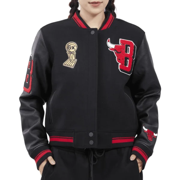 Chicago Bulls Mashup Black Wool Varsity Jacket