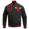 Chicago Bulls Mashup Satin Varsity Black Jacket