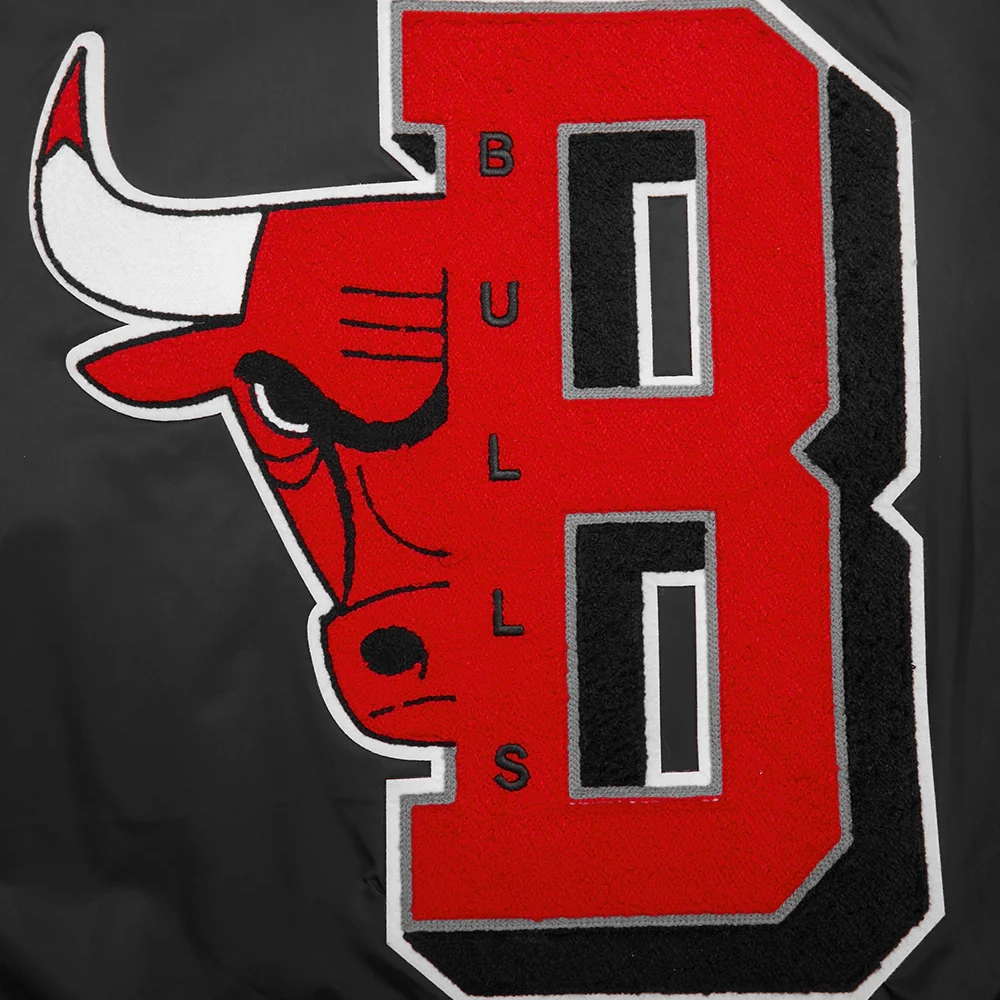 Chicago Bulls Mashup Satin Varsity Black Jacket 4