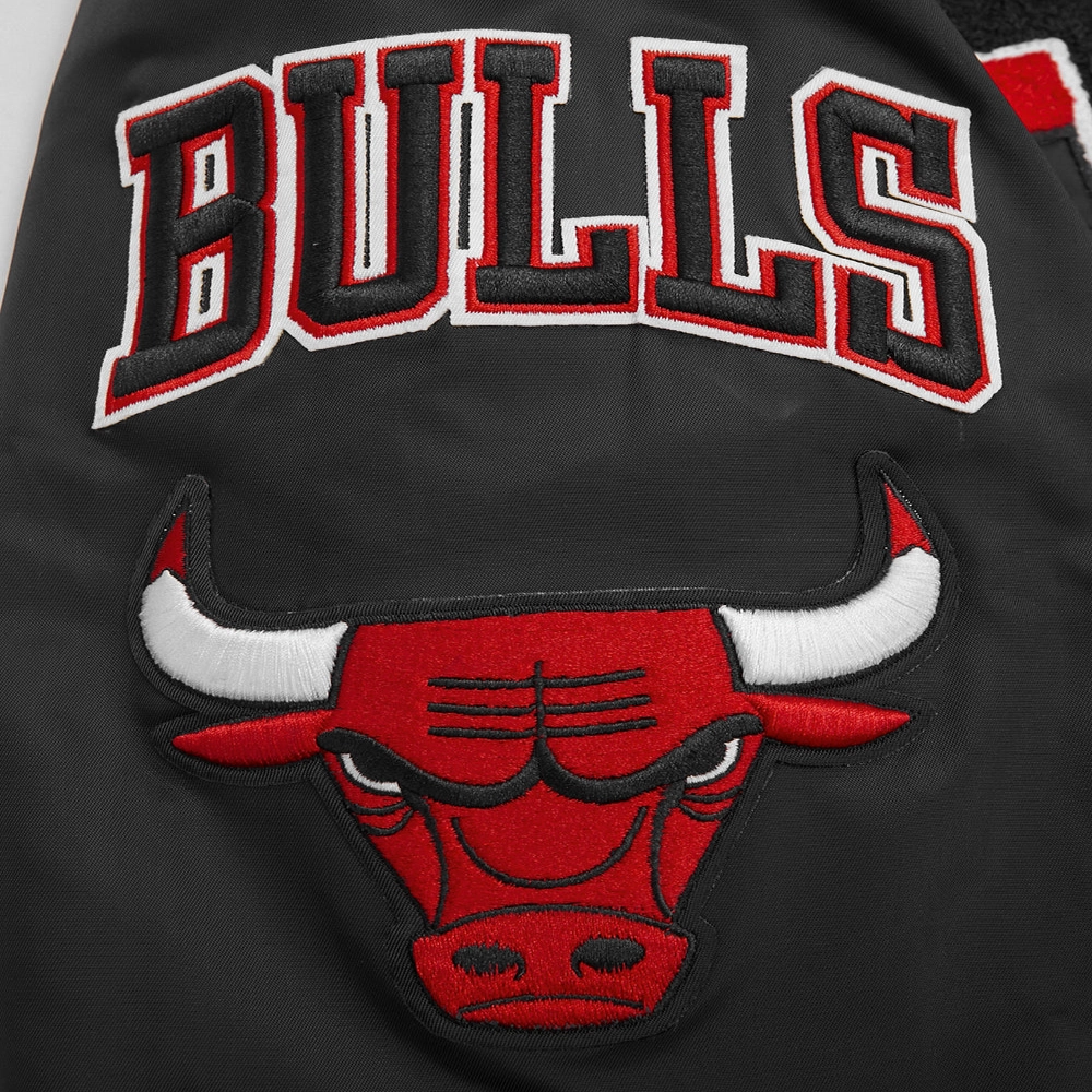 Chicago Bulls Mashup Satin Varsity Black Jacket 7