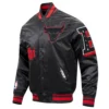 Chicago Bulls Old English Black Satin Varsity Jacket 1