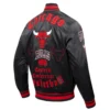 Chicago Bulls Old English Black Satin Varsity Jacket 2