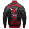 Chicago Bulls Old English Black Satin Varsity Jacket 3