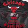 Chicago Bulls Old English Black Satin Varsity Jacket 4