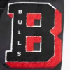 Chicago Bulls Old English Black Satin Varsity Jacket 5
