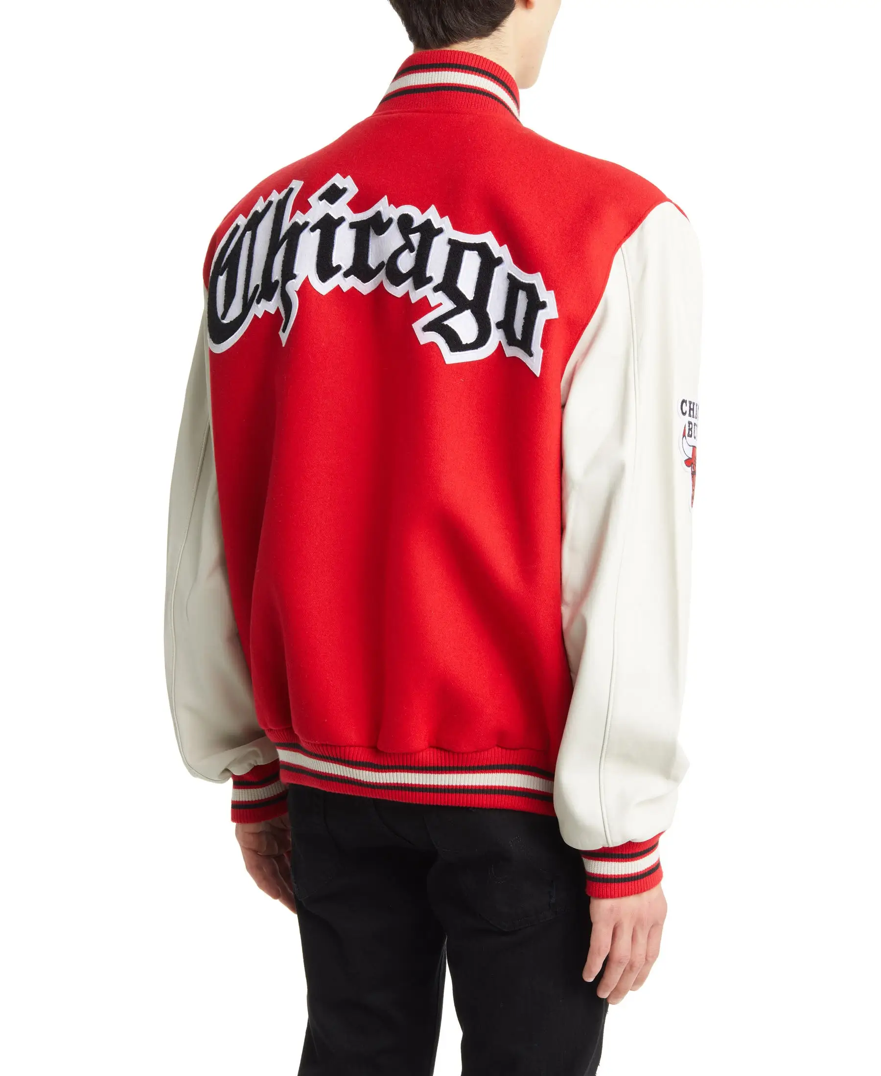 Chicago Bulls Old English Lettermen Blend Varsity Red Jacket 1