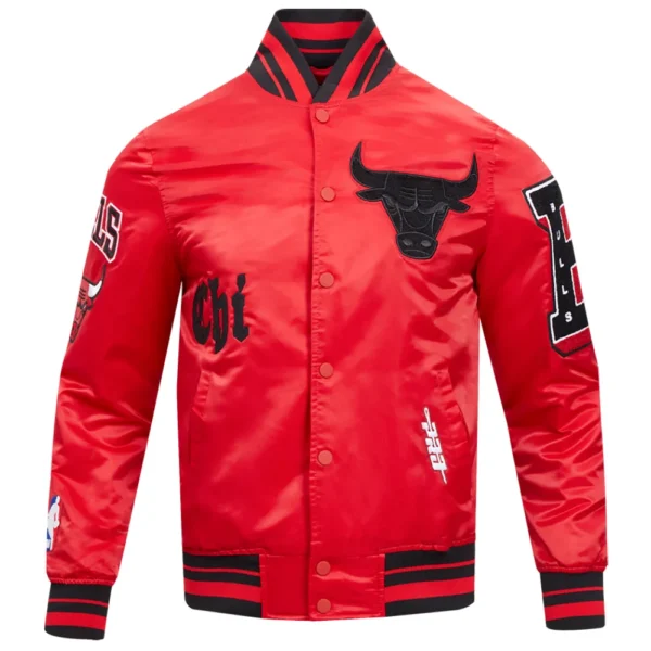 Chicago Bulls Old English Red Varsity Jacket