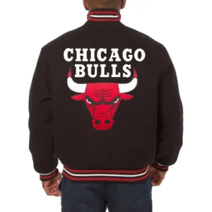 Chicago Bulls One Color Varsity Black Jacket 1