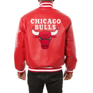 Chicago Bulls Real Leather Red Jacket 1