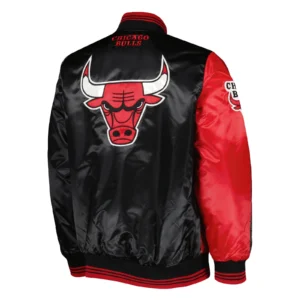 Chicago Bulls Red and Black Fast Break Varsity Jacket 1