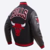 Chicago Bulls Retro Classic Black Wool and Leather Varsity Jacket 2