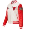 Chicago Bulls Retro Classic Women’s Wool and Leather Cream and Red Varsity Jacket 1