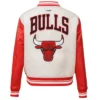 Chicago Bulls Retro Classic Women’s Wool and Leather Cream and Red Varsity Jacket 3