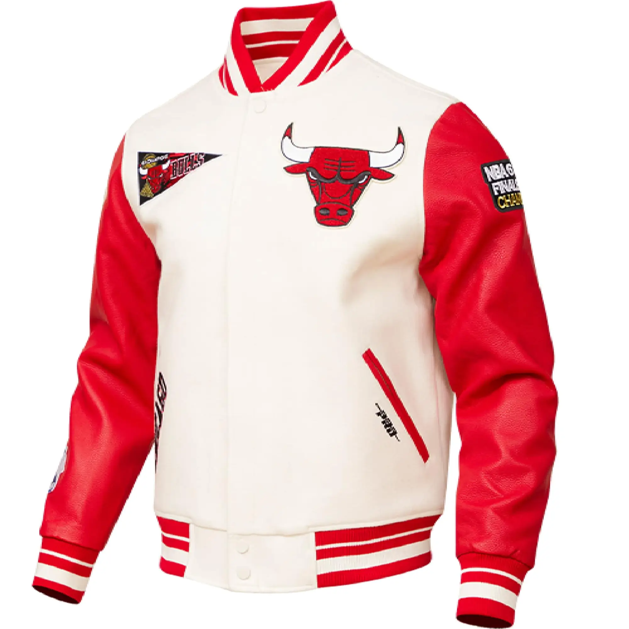 Chicago Bulls Retro Classic Wool Varsity Jacket Cream