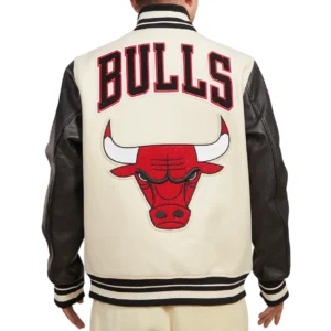 Chicago Bulls Retro Classic Wool Varsity White Jacket 3