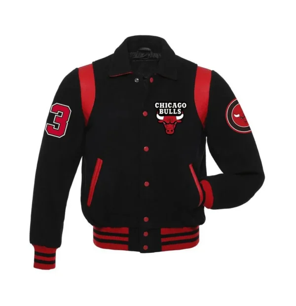 Chicago Bulls Sailor Collar Varsity Black Jacket
