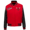 Chicago Bulls Script Tail Red and Black Wool Varsity Jacket
