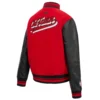 Chicago Bulls Script Tail Red and Black Wool Varsity Jacket 2