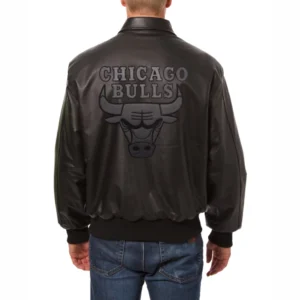 Chicago Bulls Shirt Collar Black Bomber Jacket 2