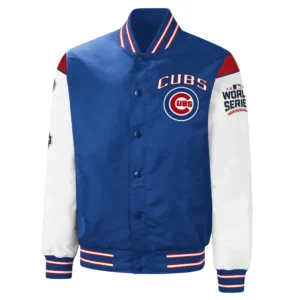 Chicago Cubs 3x World Series Champions Full-Snap BlueWhite Polyester Varsity Jacket