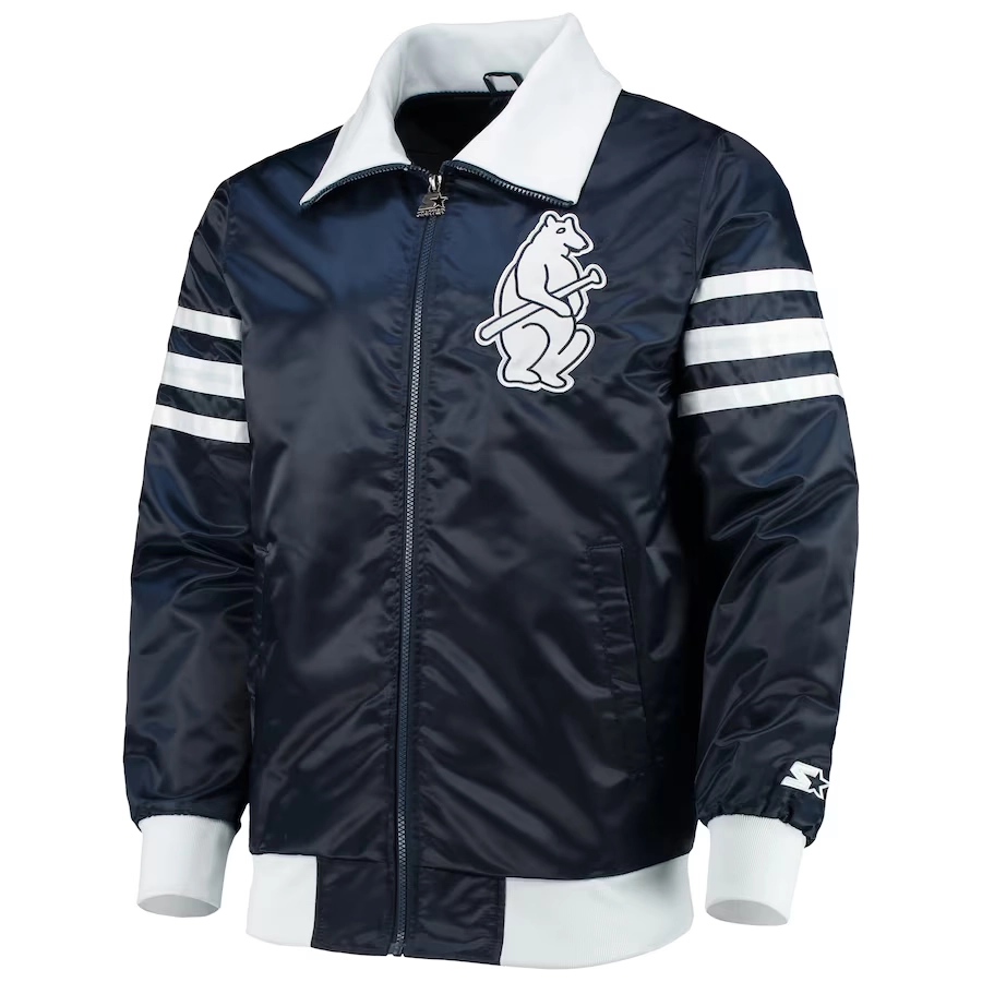 Chicago Cubs Captain III Satin Varsity Navy Jacket