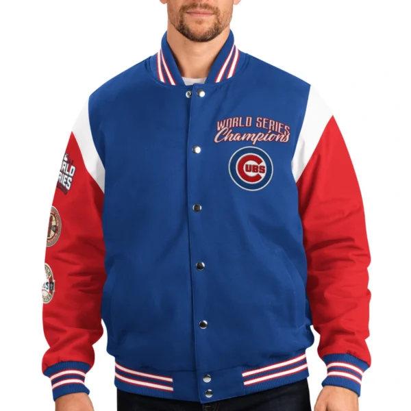 Chicago Cubs Franchise BlueRed Wool Varsity Jacket 1